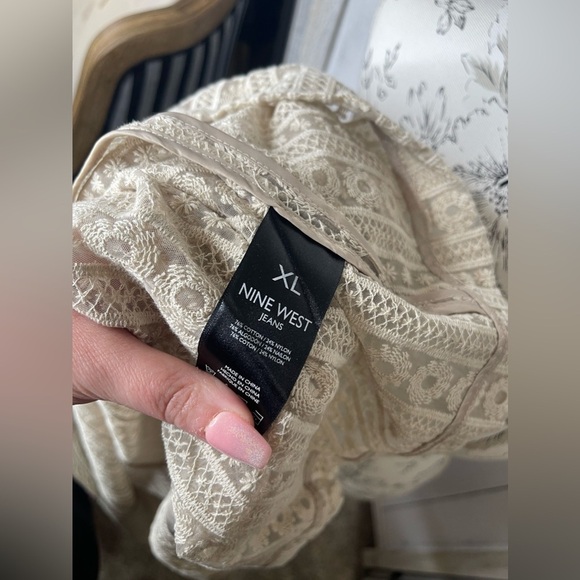 NINE WEST Women's Lace Open-front Duster Basic Lightweight Floral Sleeveless XL - Picture 4 of 5